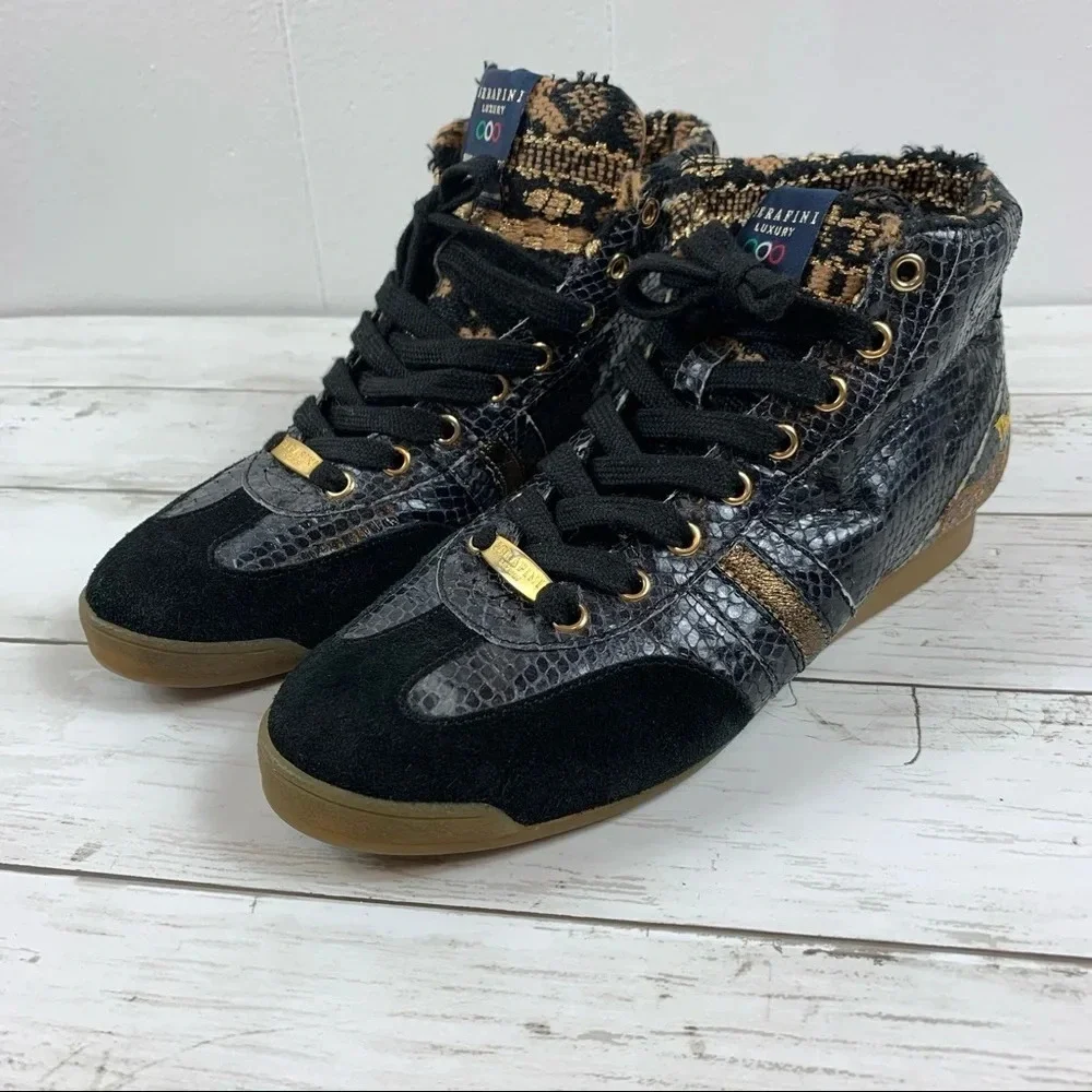 Serafini Luxury Sneakers Snake High Top Wedge 38